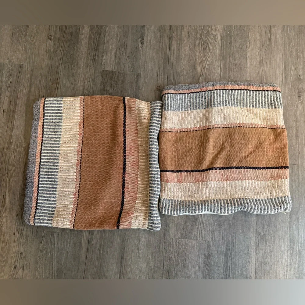 Set of 2 Bold Center Mixed Stripe Pillow Covers from West Elm • 20” • Terracotta - Picture 3 of 7